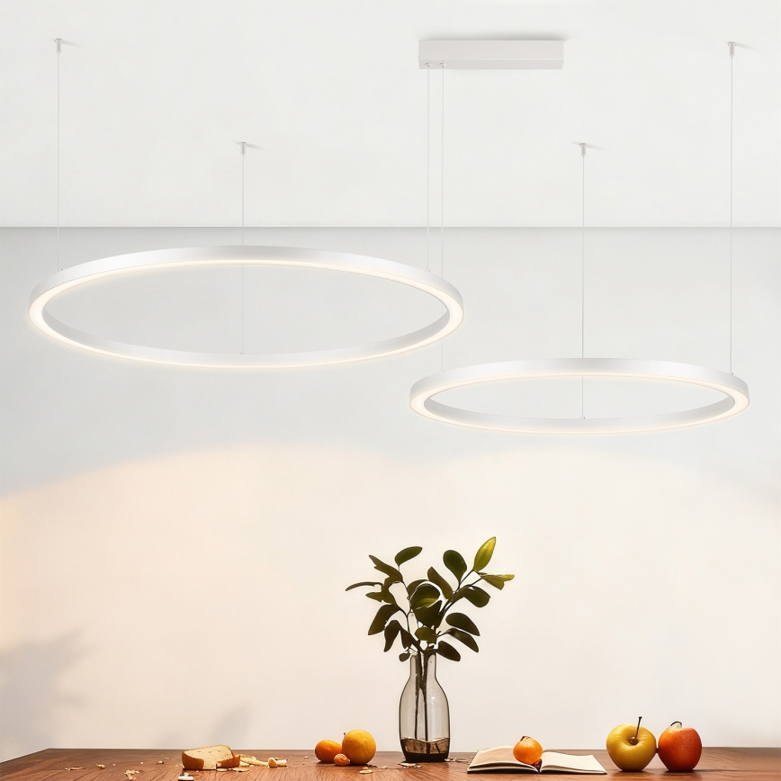 Brilagi - Dimmable LED pendant lamp on cable PORTOFINO LED/98W/230V 3000-6000K silver + remote control