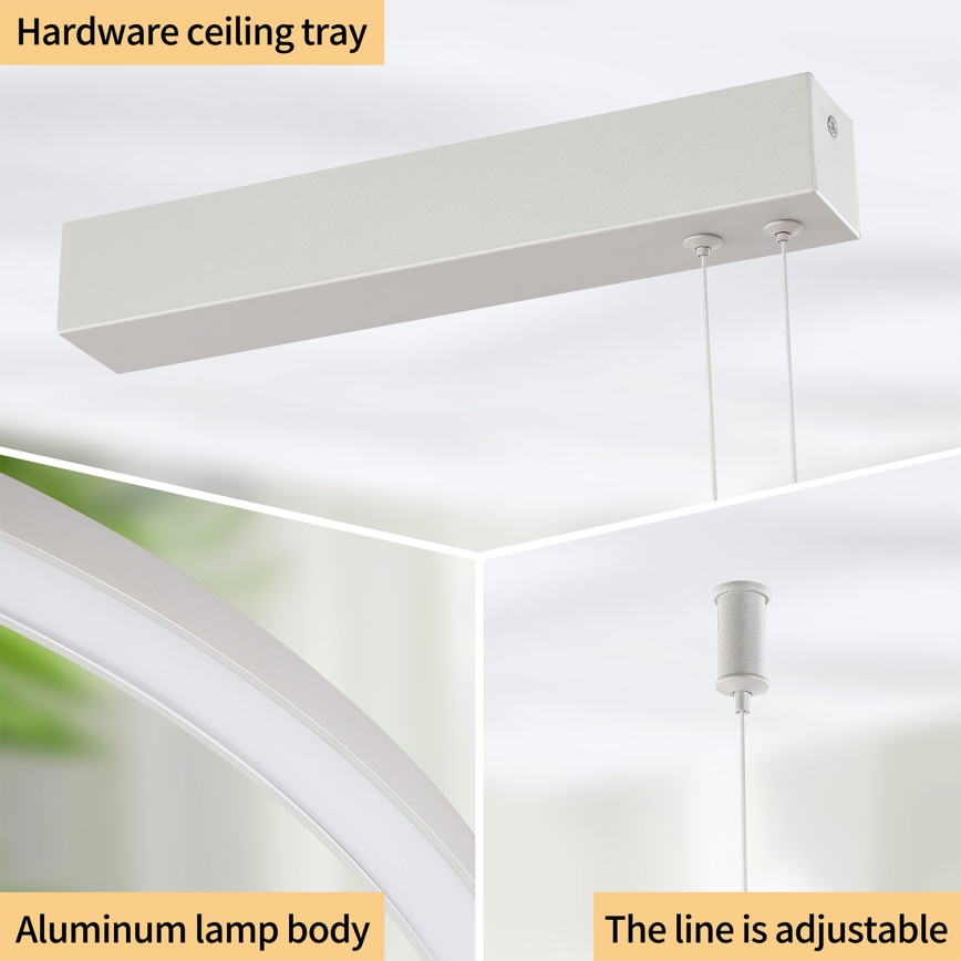 Brilagi - Dimmable LED pendant lamp on cable PORTOFINO LED/98W/230V 3000-6000K silver + remote control