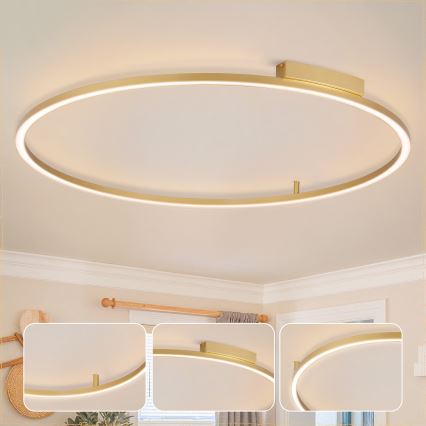 Brilagi - PORTOFINO Dimmable LED Ceiling Light LED/85W/230V 3000–6000K Ø 120 cm Gold + Remote Control