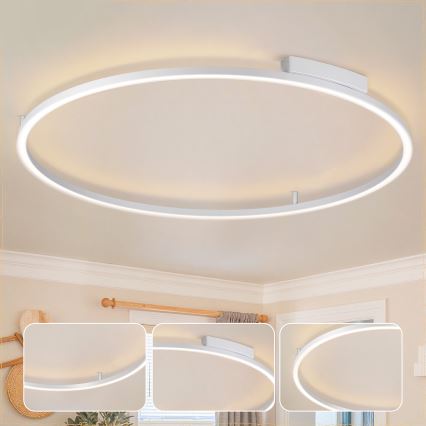 Brilagi - PORTOFINO Dimmable LED Ceiling Light 85W/230V 3000-6000K Ø 120 cm Silver + Remote Control