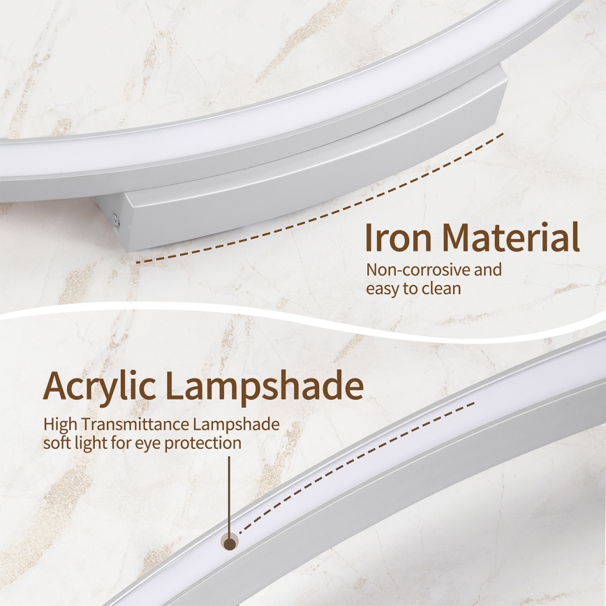 Brilagi - PORTOFINO Dimmable LED Ceiling Light 85W/230V 3000-6000K Ø 120 cm Silver + Remote Control