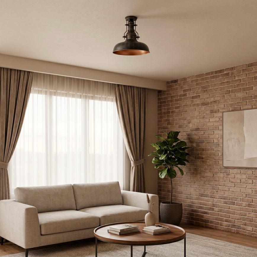 Brilagi - PYRONIC ceiling light 1x E27/40W/230V, Ø 32 cm, bronze with patina finish