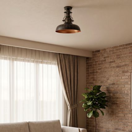Brilagi - PYRONIC ceiling light 1x E27/40W/230V, Ø 32 cm, bronze with patina finish