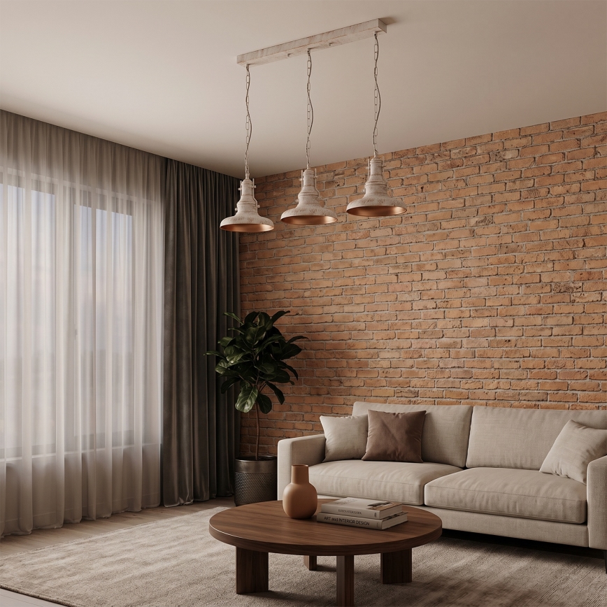 Brilagi - PYRONIC Chain Chandelier 3×E27/40W/230V, Cream with Patina Finish