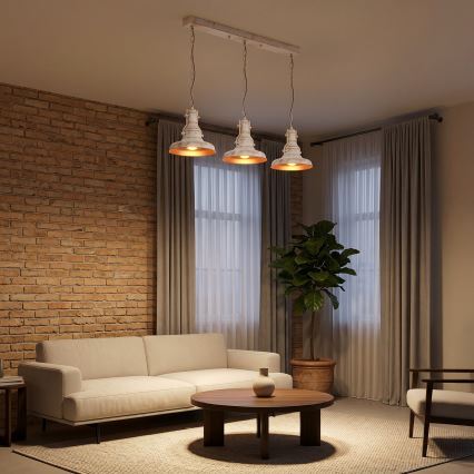 Brilagi - PYRONIC Chain Chandelier 3×E27/40W/230V, Cream with Patina Finish