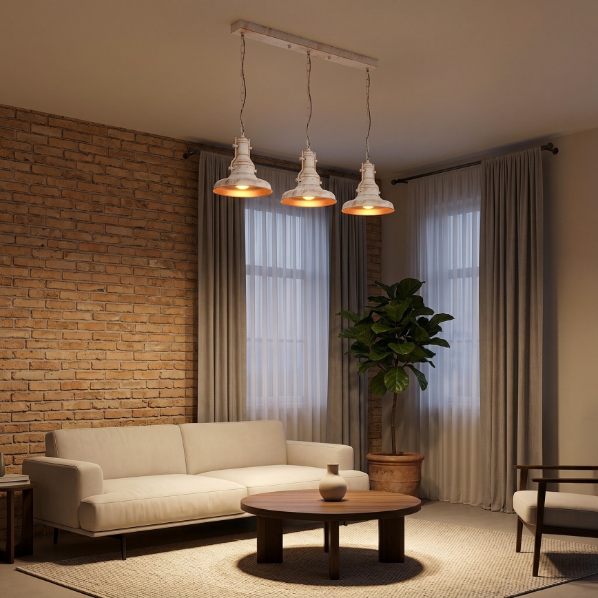 Brilagi - PYRONIC Chain Chandelier 3×E27/40W/230V, Cream with Patina Finish