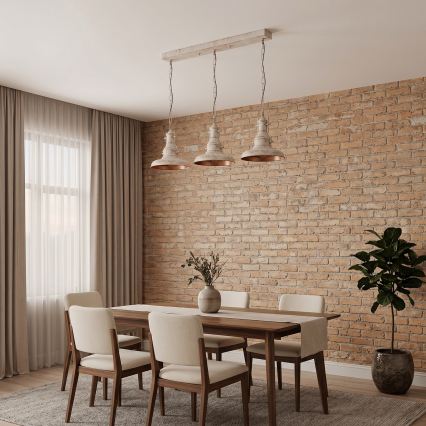 Brilagi - PYRONIC Chain Chandelier 3×E27/40W/230V, Cream with Patina Finish