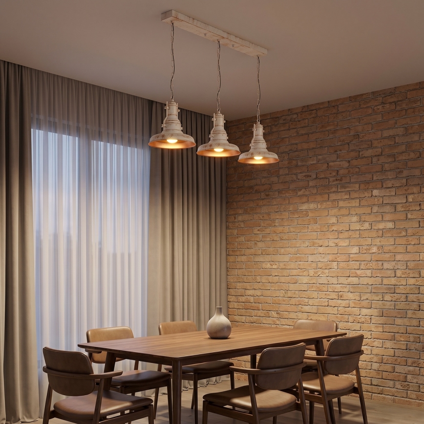 Brilagi - PYRONIC Chain Chandelier 3×E27/40W/230V, Cream with Patina Finish