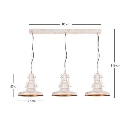 Brilagi - PYRONIC Chain Chandelier 3×E27/40W/230V, Cream with Patina Finish
