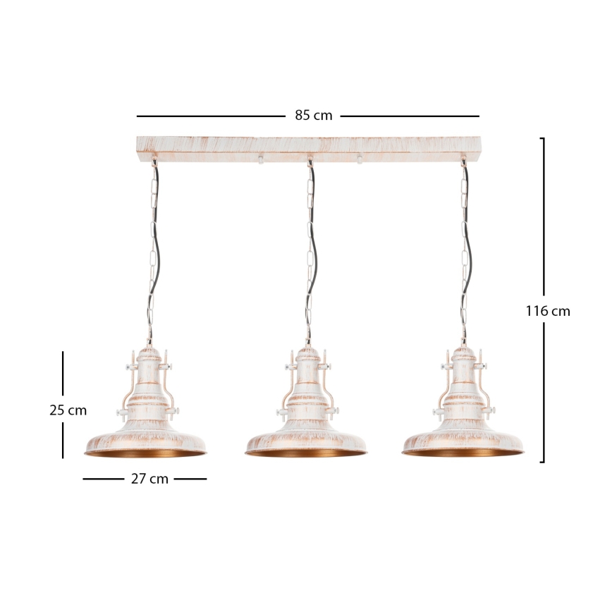 Brilagi - PYRONIC Chain Chandelier 3×E27/40W/230V, Cream with Patina Finish