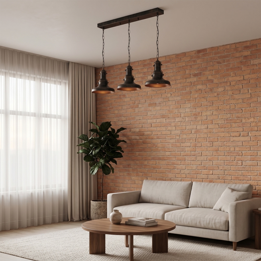 Brilagi - PYRONIC chain-hung chandelier 3xE27/40W/230V bronze/patina