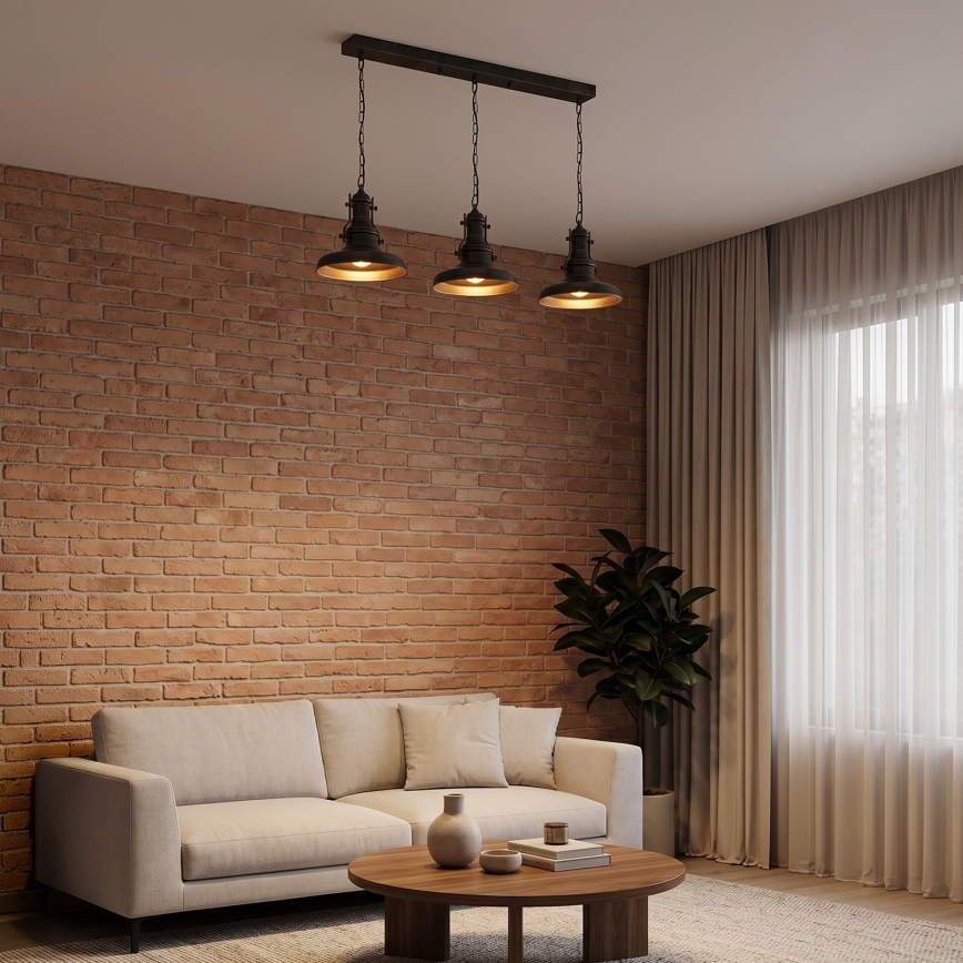 Brilagi - PYRONIC chain-hung chandelier 3xE27/40W/230V bronze/patina