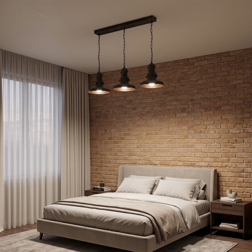 Brilagi - PYRONIC chain-hung chandelier 3xE27/40W/230V bronze/patina