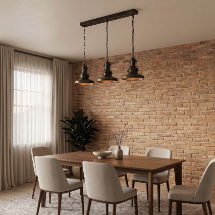 Brilagi - PYRONIC chain-hung chandelier 3xE27/40W/230V bronze/patina