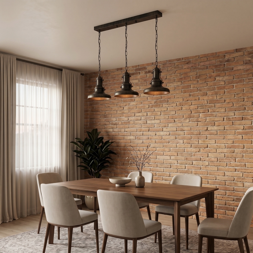Brilagi - PYRONIC chain-hung chandelier 3xE27/40W/230V bronze/patina
