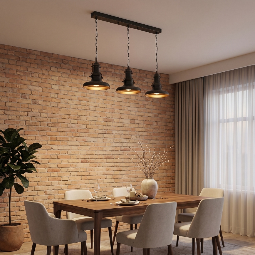 Brilagi - PYRONIC chain-hung chandelier 3xE27/40W/230V bronze/patina