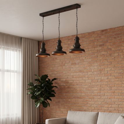 Brilagi - PYRONIC chain-hung chandelier 3xE27/40W/230V bronze/patina