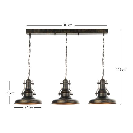 Brilagi - PYRONIC chain-hung chandelier 3xE27/40W/230V bronze/patina