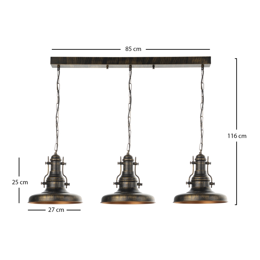Brilagi - PYRONIC chain-hung chandelier 3xE27/40W/230V bronze/patina