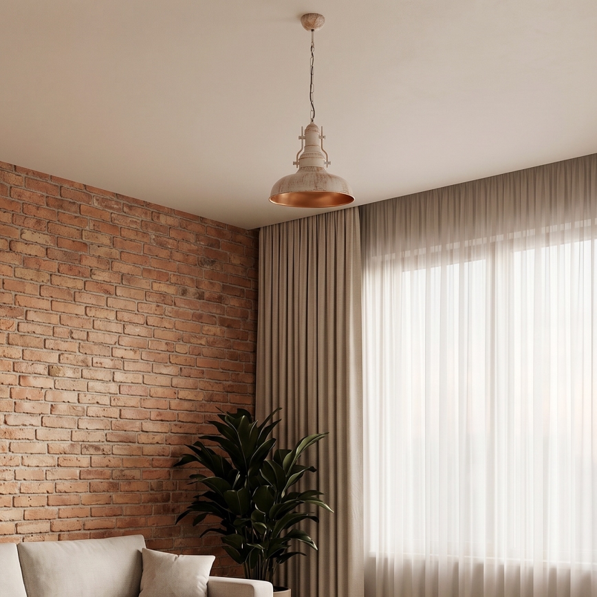 Brilagi - PYRONIC Chain Pendant Lamp 1xE27/40W/230V Ø 32 cm, Cream/Patina