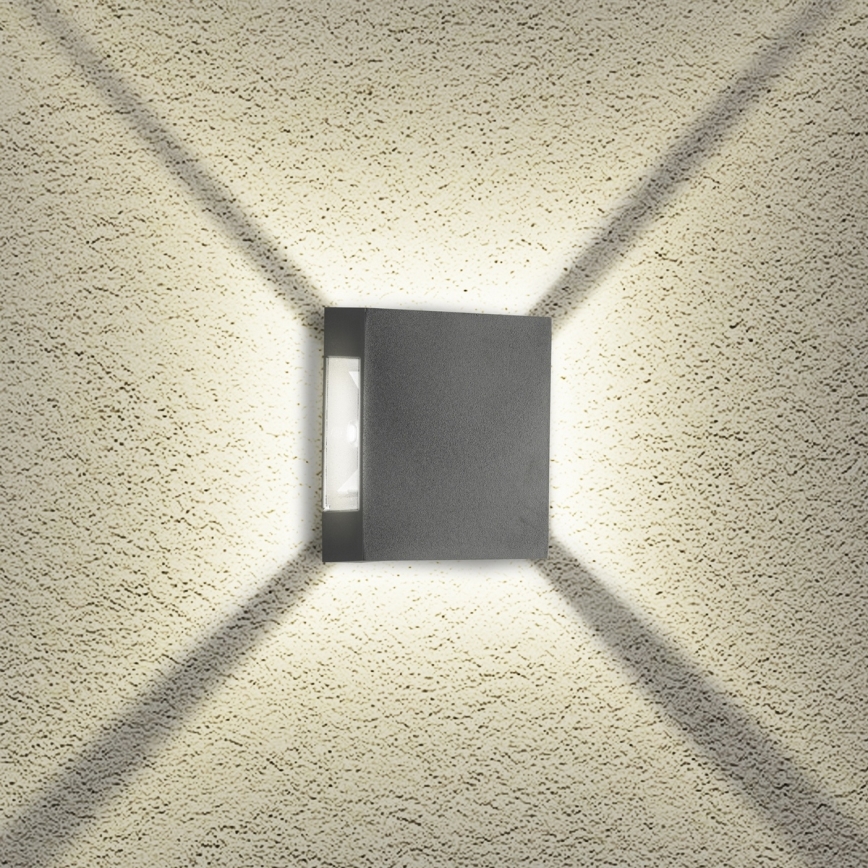 Brilagi - QUADRAY LED/4W/230V Outdoor Wall Light, Anthracite, IP65