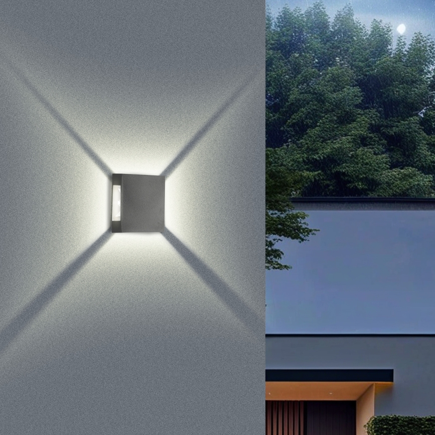 Brilagi - QUADRAY LED/4W/230V Outdoor Wall Light, Anthracite, IP65