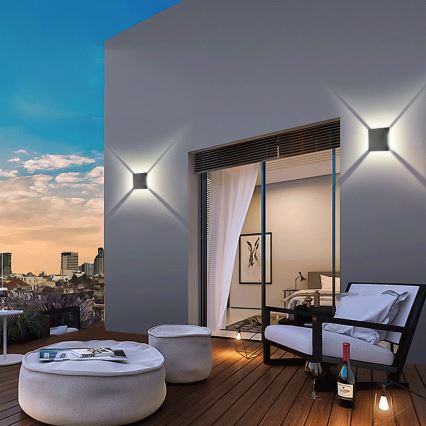 Brilagi - QUADRAY LED/4W/230V Outdoor Wall Light, Anthracite, IP65