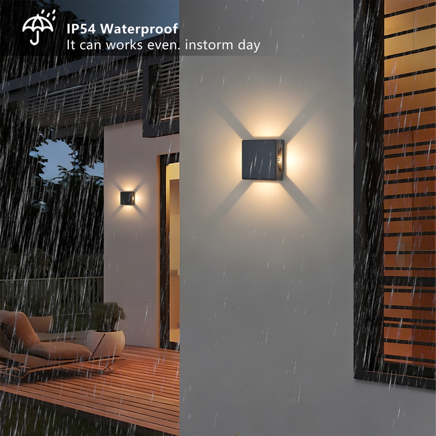 Brilagi - QUADRAY LED/6W/230V Anthracite IP54 Outdoor Wall Light