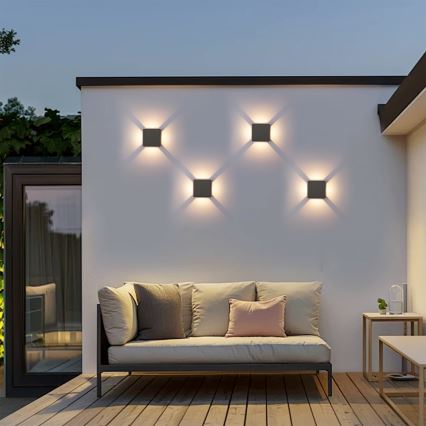 Brilagi - QUADRAY LED/6W/230V Anthracite IP54 Outdoor Wall Light