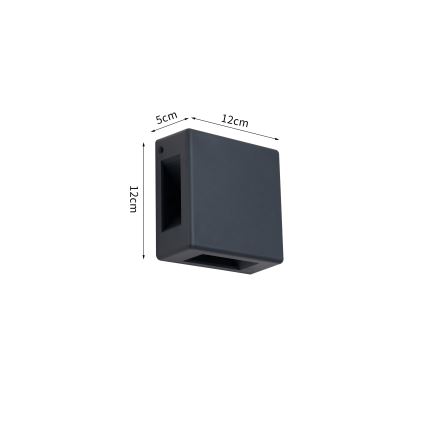 Brilagi - QUADRAY LED/6W/230V Anthracite IP54 Outdoor Wall Light