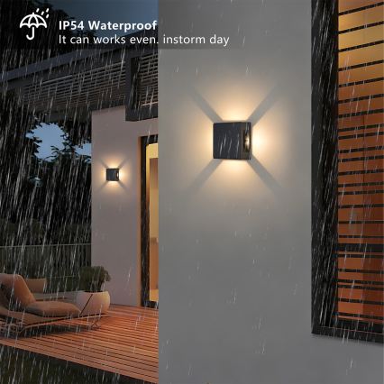 Brilagi - QUADRAY LED Outdoor Wall Light LED/6W/230V Black IP54