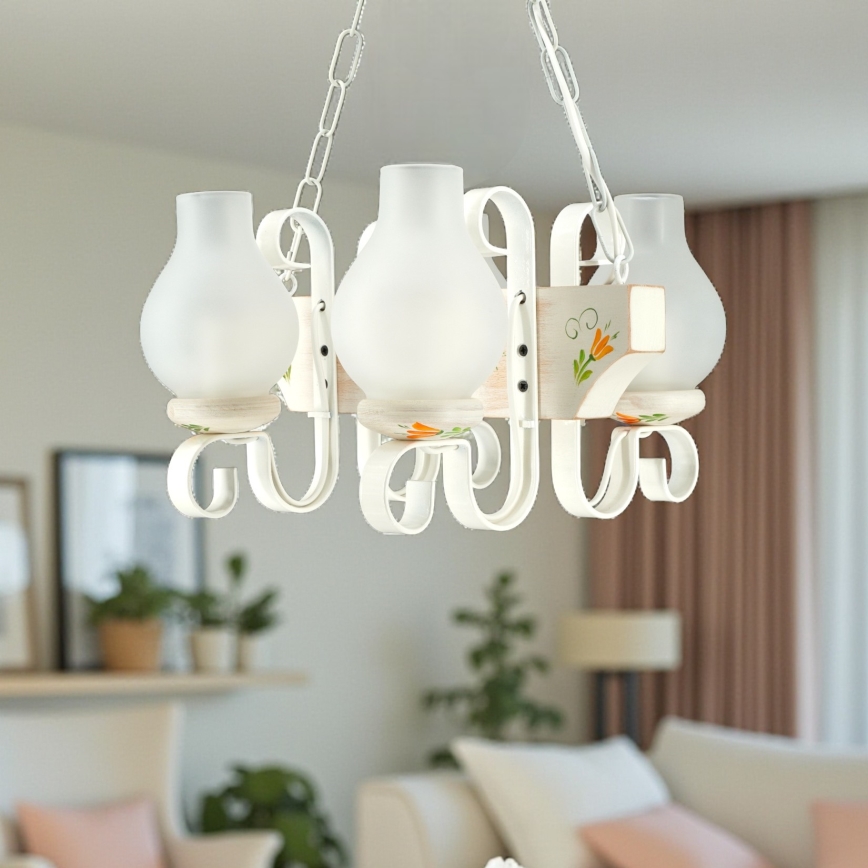 Brilagi - QUEEN Chain Chandelier 4xE14/40W/230V Beech/Cream