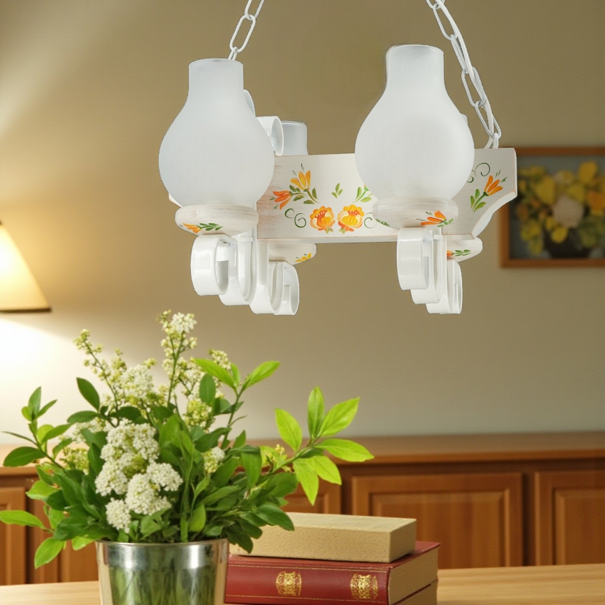 Brilagi - QUEEN Chain Chandelier 4xE14/40W/230V Beech/Cream