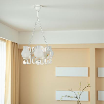 Brilagi - QUEEN Chain Chandelier 4xE14/40W/230V Beech/Cream