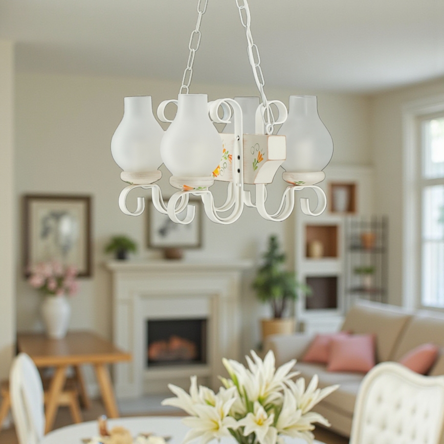 Brilagi - QUEEN Chain Chandelier 4xE14/40W/230V Beech/Cream