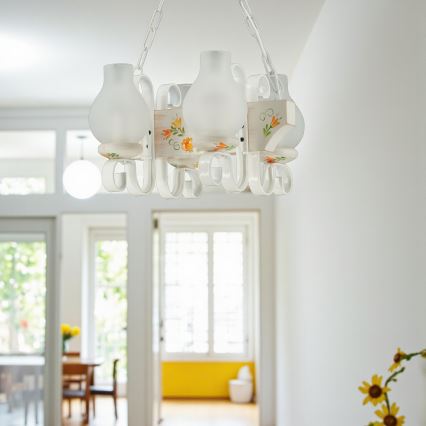 Brilagi - QUEEN Chain Chandelier 4xE14/40W/230V Beech/Cream