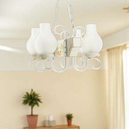 Brilagi - QUEEN Chain Chandelier 4xE14/40W/230V Beech/Cream