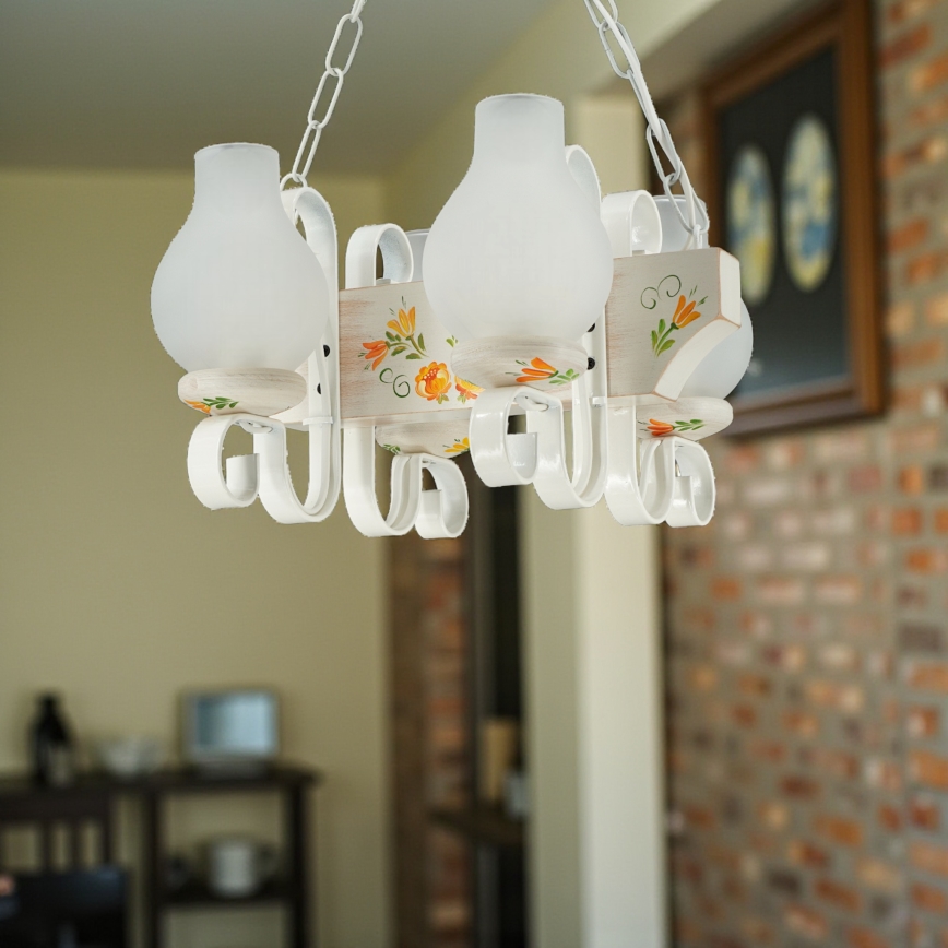 Brilagi - QUEEN Chain Chandelier 4xE14/40W/230V Beech/Cream