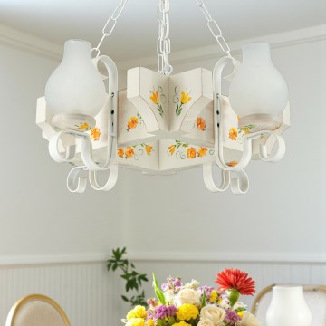 Brilagi - QUEEN Chain Chandelier 4xE14/40W/230V Beech/Cream
