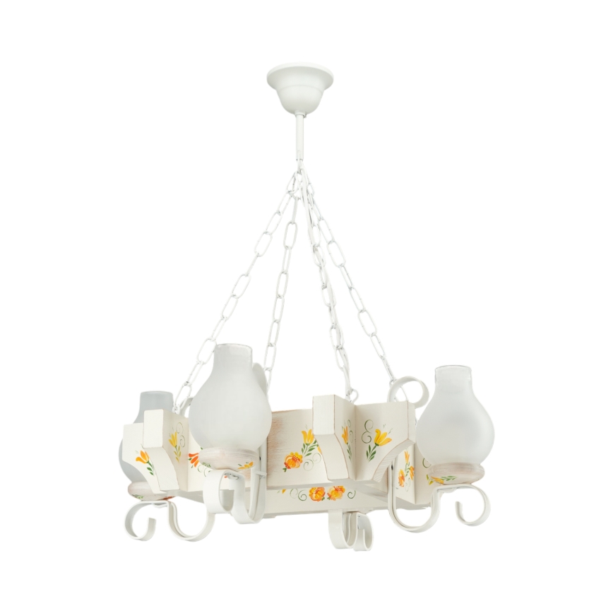 Brilagi - QUEEN Chain Chandelier 4xE14/40W/230V Beech/Cream