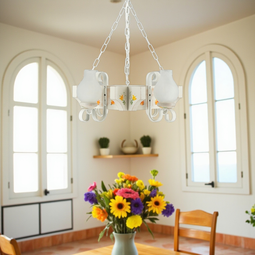 Brilagi - QUEEN Chain Chandelier 4xE14/40W/230V Beech/Cream