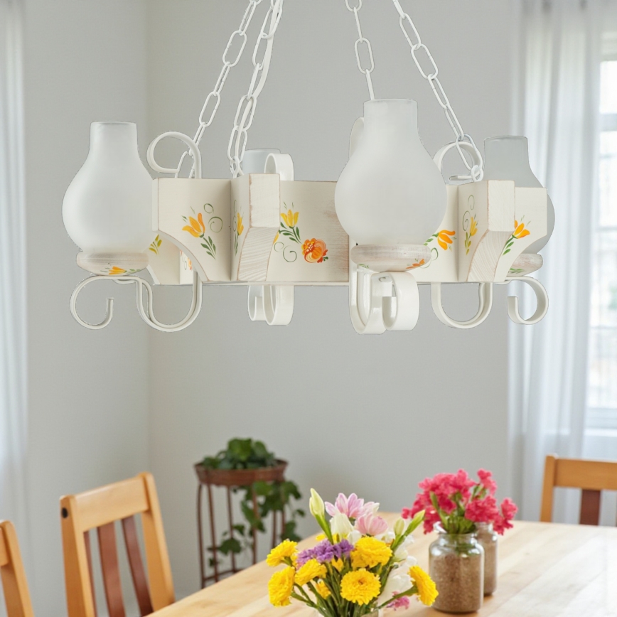 Brilagi - QUEEN Chain Chandelier 4xE14/40W/230V Beech/Cream