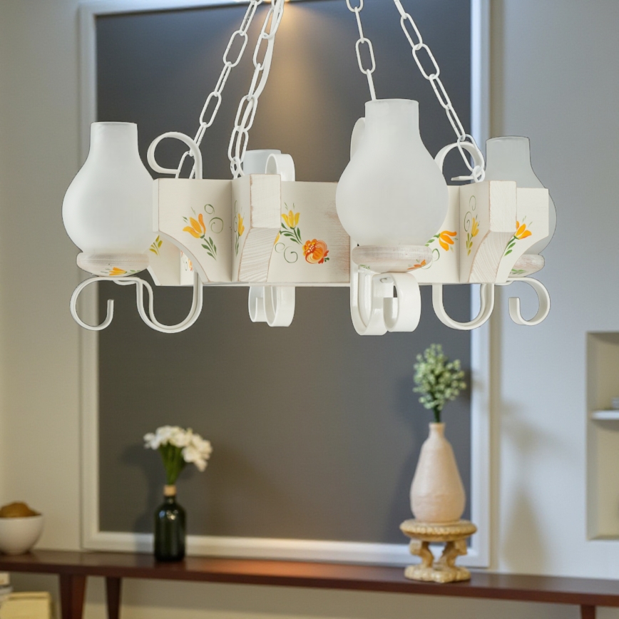 Brilagi - QUEEN Chain Chandelier 4xE14/40W/230V Beech/Cream