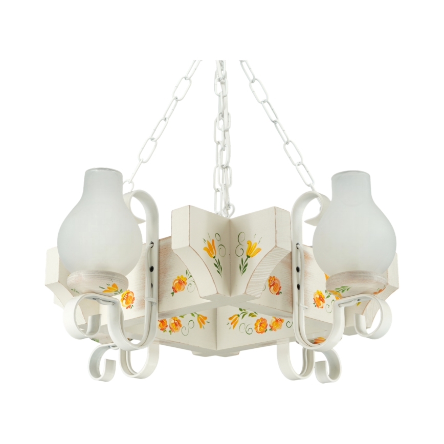 Brilagi - QUEEN Chain Chandelier 4xE14/40W/230V Beech/Cream
