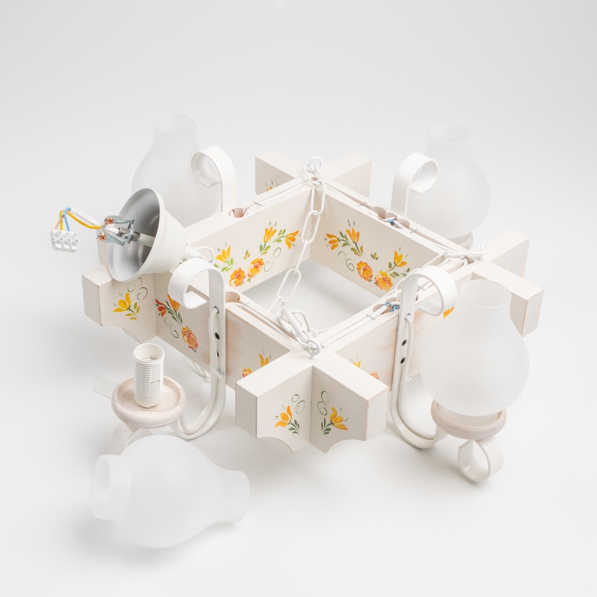 Brilagi - QUEEN Chain Chandelier 4xE14/40W/230V Beech/Cream