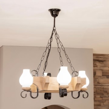 Brilagi - QUEEN Chain Chandelier 4xE14/40W/230V Oak