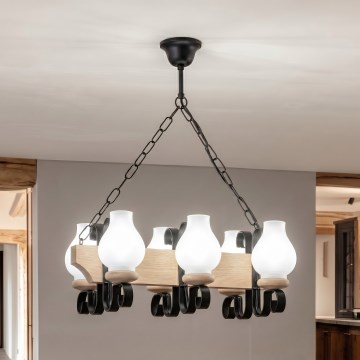 Brilagi - QUEEN Chain Chandelier 6xE14/40W/230V Oak