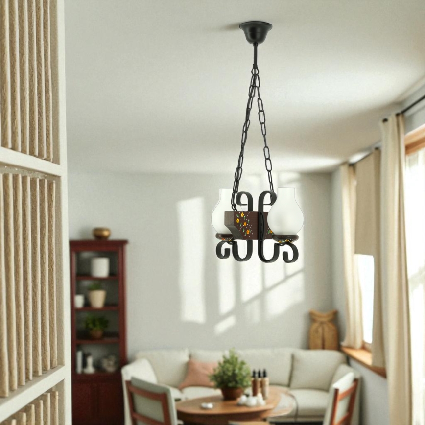 Brilagi - QUEEN Chain-Hung Chandelier 2xE14/40W/230V beech/wenge