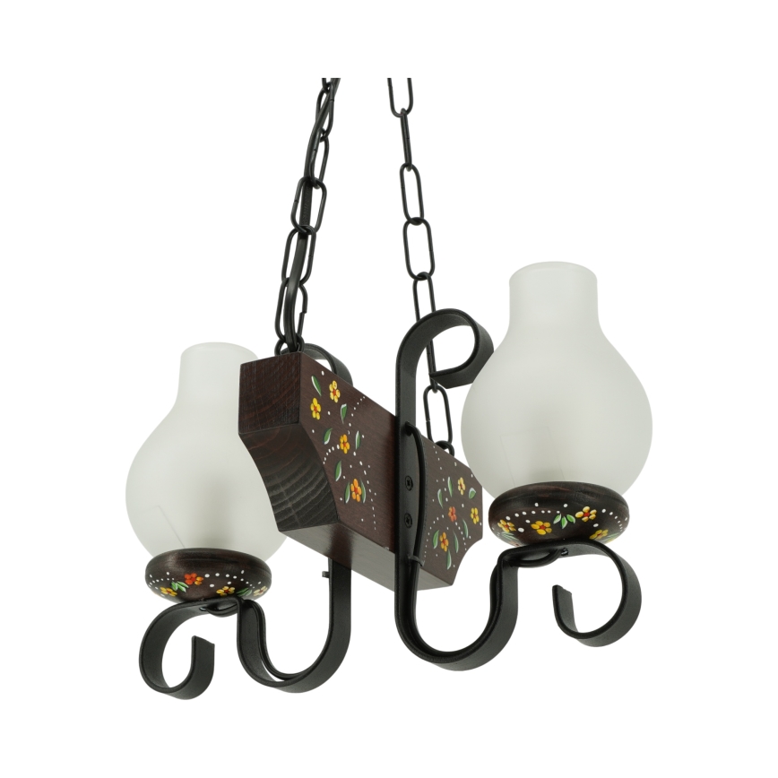 Brilagi - QUEEN Chain-Hung Chandelier 2xE14/40W/230V beech/wenge