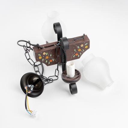 Brilagi - QUEEN Chain-Hung Chandelier 2xE14/40W/230V beech/wenge